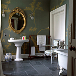 Обои ручная роспись Bamboo Golden on Blue grey dyed silk варинант исполнения - 1 | Loft Concept в Барнауле