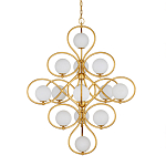 Люстра с закругленным каркасом золотого цвета и белыми плафонами Round Curl варинант исполнения - 2 | Loft Concept в Барнауле