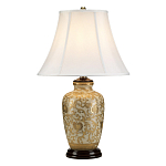 Настольная лампа с фарфоровым основанием с декоративным орнаментом и белым абажуром на темной круглой подставке Elstead Lighting варинант исполнения - 6 | Loft Concept в Барнауле