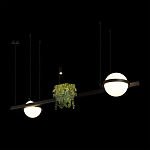 Подвесной светильник линейный с 2-мя шарообразными плафонами и цилиндрическим спотом Light of Еyes варинант исполнения - 4 | Loft Concept в Барнауле