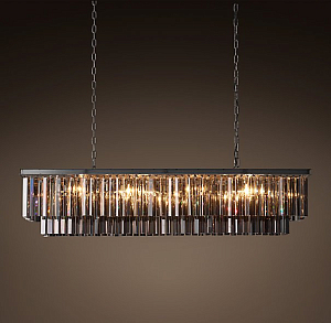 Люстра RH 1920s Odeon Smoke Glass Fringe Black iron 125