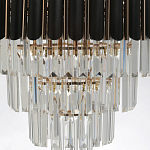 Люстра из черного металла с многоярусными подвесками из прозрачного хрусталя на золотой цепи Empire Black Chandelier Crystal варинант исполнения - 8 | Loft Concept в Барнауле