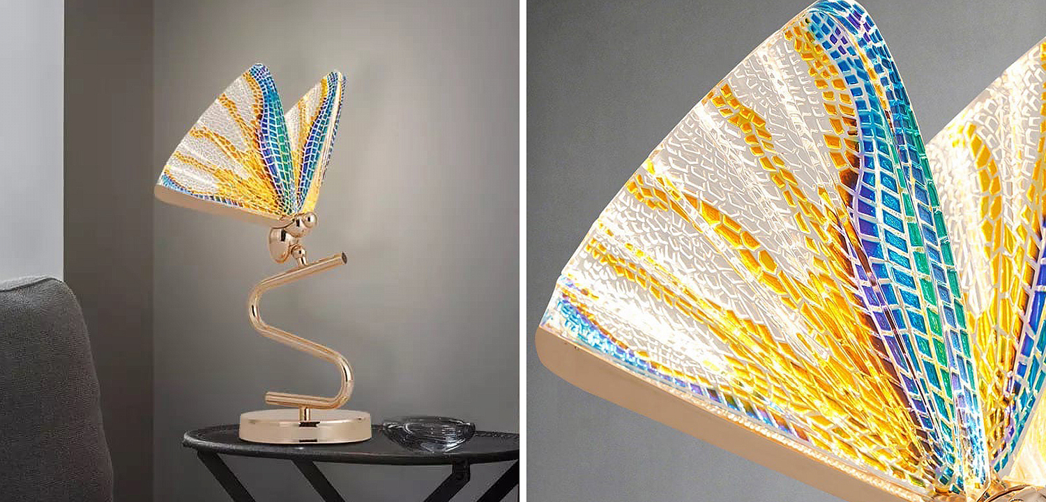 Ночник с Бабочкой Butterfly Colored glass Table Lamp J Ночник с Бабочкой Butterfly Colored glass Table Lamp J - Loft-Concept в Барнауле