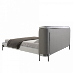 Кровать двуспальная серая с мягким изголовьем из экокожи и ткани Modern Look варинант исполнения - 4 | Loft Concept в Барнауле