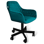 Стул с мягкой бирюзовой обивкой из велюра и подъемно-поворотным механизмом на черных колесиках Harper Turquoise варинант исполнения - 1 | Loft Concept в Барнауле