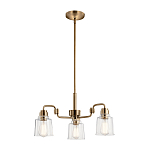 Люстра цвета латунь с 3-мя прозрачными стеклянными плафонами Kichler варинант исполнения - 2 | Loft Concept в Барнауле