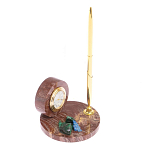 Часы настольные с шариковой металлической ручкой из натурального камня Stone Clock варинант исполнения - 5 | Loft Concept в Барнауле