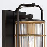 Настенный фонарь цилиндрической формы с рифленым стеклом в золотом каркасе на черном прямоугольном основании Eurofase варинант исполнения - 5 | Loft Concept в Барнауле