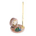 Часы настольные с шариковой металлической ручкой из натурального камня Stone Clock варинант исполнения - 8 | Loft Concept в Барнауле