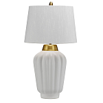 Настольная лампа с белым конусным абажуром и ребристым керамическим основанием Quintiesse варинант исполнения - 1 | Loft Concept в Барнауле