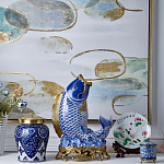 Ваза с насыщенным синим орнаментом и золотой крышкой Blue & White Ornament  варинант исполнения - 1 | Loft Concept в Барнауле