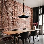 Подвесной светильник с плафоном в форме плоского купола и белой шарообразной лампой Eurofase варинант исполнения - 8 | Loft Concept в Барнауле