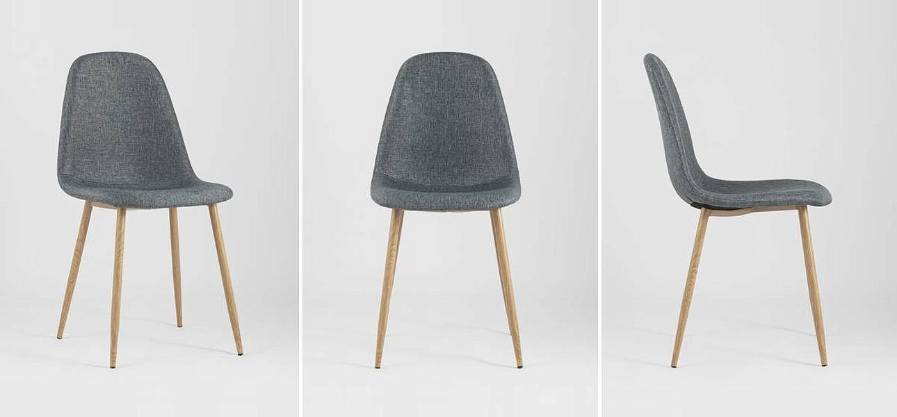 Стул Archie Chair Серая Рогожка Деревянные ножки Стул Archie Chair Серая Рогожка Деревянные ножки - Loft-Concept в Барнауле