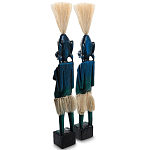 Комплект из 2-х деревянных статуэток Asmat Straw Headdress Statuettes Blue варинант исполнения - 8 | Loft Concept в Барнауле