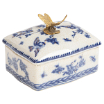 Фарфоровая шкатулка с бронзовой стрекозой Blue and White варинант исполнения - 1 | Loft Concept в Барнауле