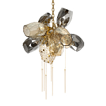 Люстра подвесная со стеклянными плафонами из дымчатого и золотистого с шестью вертикальными подвесками Gilded Mirage  варинант исполнения - 7 | Loft Concept в Барнауле