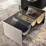 Дизайнерский журнальный стол с полукруглыми полками под столешницей Tiwoberoc варинант исполнения - 2 | Loft Concept в Барнауле