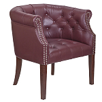 Кресло низкое из натуральной кожи на 4-х деревянных ножках из массива бука Chloe Leather Armchair vine варинант исполнения - 1 | Loft Concept в Барнауле