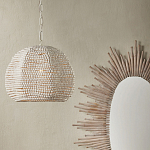 Подвесной светильник в форме купола с декором из круглых деревянных бусин White Wooden Beads Chandelier варинант исполнения - 4 | Loft Concept в Барнауле