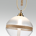 Подвесной светильник с круглым прозрачным плафоном и декоративной каменной вставкой Tectona  варинант исполнения - 5 | Loft Concept в Барнауле