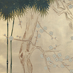 Обои ручная роспись Bamboo River Blossom Original colourway on Brushed Gold gilded paper варинант исполнения - 2 | Loft Concept в Барнауле