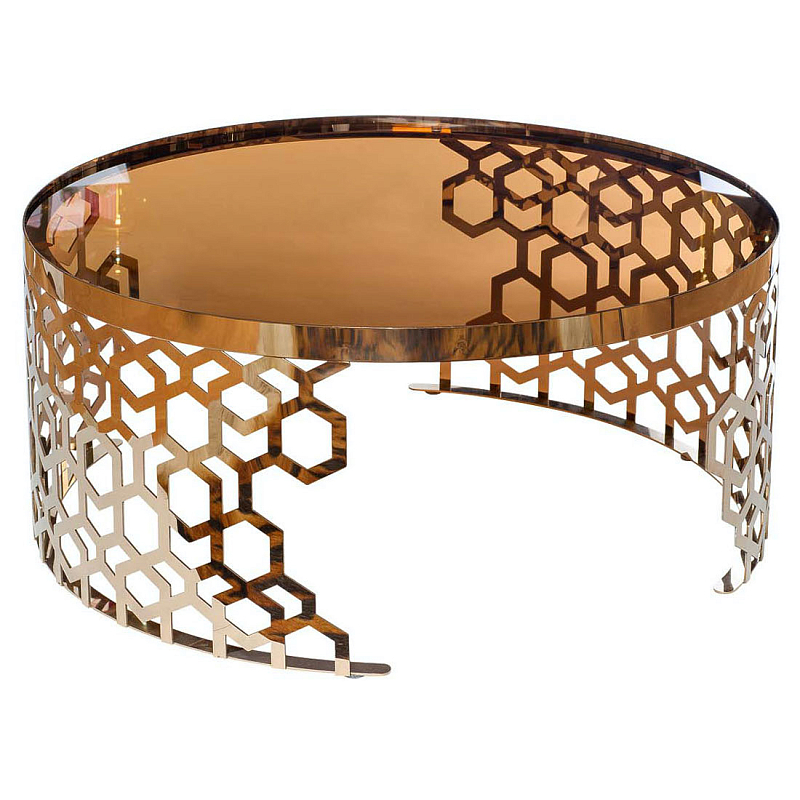 Стол Yen Geometry Table Pink Gold 90 Янтарь (Amber) Розовое золото в Барнауле | Loft Concept 