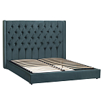 Кровать двуспальная зеленая с основанием из массива дерева с мягким изголовьем Velour Beds варинант исполнения - 1 | Loft Concept в Барнауле