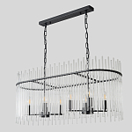 Люстра подвесная овальная со стеклянными прозрачными трубками и металлическим каркасом черного цвета Nembus варинант исполнения - 4 | Loft Concept в Барнауле