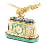 Часы настольные из натурального камня Малахит с декором в виде орла в подарочной коробке Eagle Stone Clock варинант исполнения - 3 | Loft Concept в Барнауле