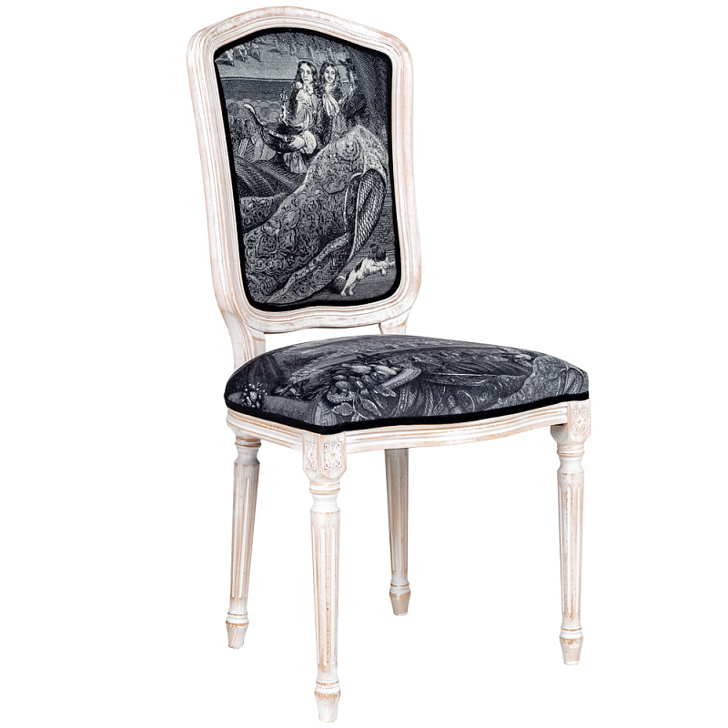 Стул Louvre Palace Stool Черно-белый Белый винтажная патина Стул Louvre Palace Stool Черно-белый Белый винтажная патина в Барнауле | Loft Concept