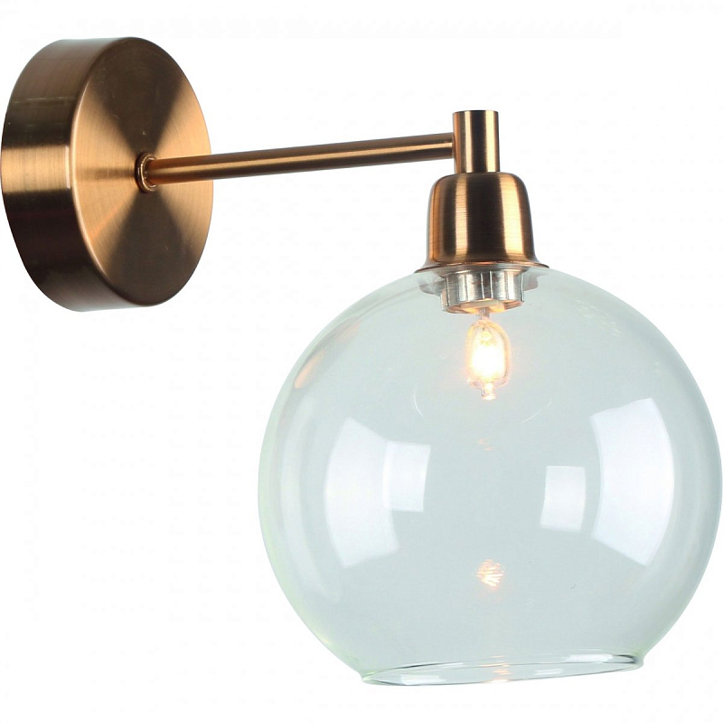 Бра Clear Glass Sphere Cloche Gold Бронза Бра Clear Glass Sphere Cloche Gold Бронза в Барнауле | Loft Concept