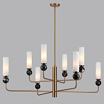 Люстра на штанге с 8-ю цилиндрическими матовыми плафонами и шарами из камня Orb Essence варинант исполнения - 6 | Loft Concept в Барнауле