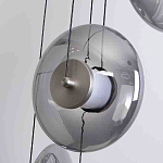 Люстра каскадная с 5-ю круглыми стеклянными плафонами дымчатого цвета и черными деталями Orbit Serenade варинант исполнения - 2 | Loft Concept в Барнауле