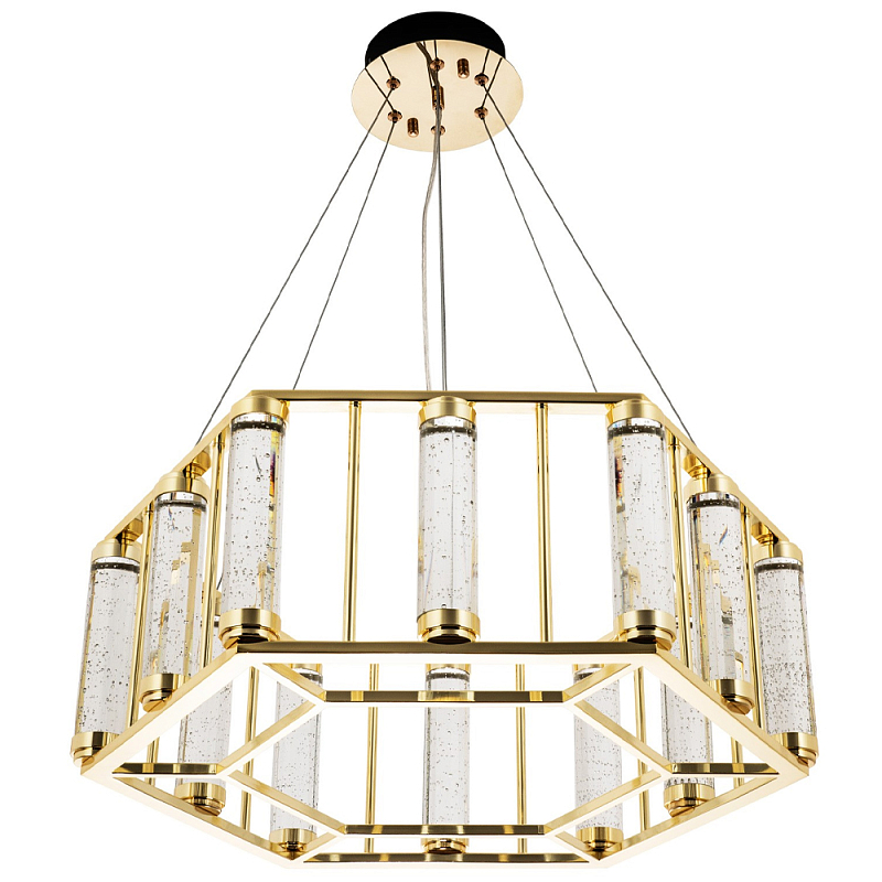 Люстра в форме шестиугольника с хрустальным декором Agace Crystal Chandelier Золотой Прозрачный Люстра в форме шестиугольника с хрустальным декором Agace Crystal Chandelier Золотой Прозрачный в Барнауле | Loft Concept