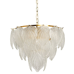 Люстра на цепи с прозрачными стеклянными подвесками в виде листьев Textured Glass Chandelier варинант исполнения - 1 | Loft Concept в Барнауле