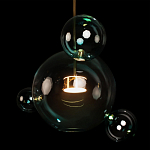 Подвесной светильник с прозрачными бирюзовыми стеклянными шарами и золотыми деталями Диаметр 43 Giopato & Coombes варинант исполнения - 6 | Loft Concept в Барнауле