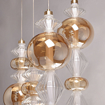Люстра с плафонами из прозрачного и янтарного стекла в виде шаров и ромбов Gabriel Scott Luna варинант исполнения - 7 | Loft Concept в Барнауле