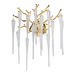 Бра золотого цвета с разветвленными ветвями и длинными прозрачными подвесками в форме стеклянных сосулек Droplet Chandelier варинант исполнения - 1 | Loft Concept в Барнауле