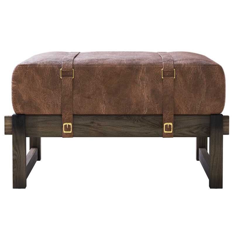 Пуф Duncan винтажная коричневая кожа  Коричневый винтаж в Барнауле | Loft Concept 