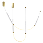 Подвесной светильник с 3-мя изогнутыми плафонами и белыми декоративными шариками PEARLS Suspension варинант исполнения - 4 | Loft Concept в Барнауле