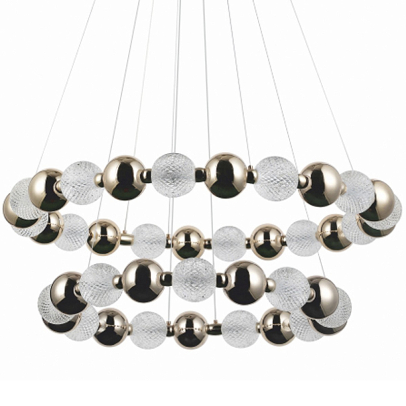 Светодиодная двухъярусная кольцевая люстра Crystal Globule Chandelier Gold Прозрачный Глянцевое золото в Барнауле | Loft Concept 