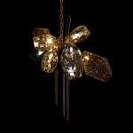 Люстра подвесная со стеклянными плафонами из дымчатого и золотистого с тремя вертикальными подвесками Gilded Mirage  варинант исполнения - 4 | Loft Concept в Барнауле