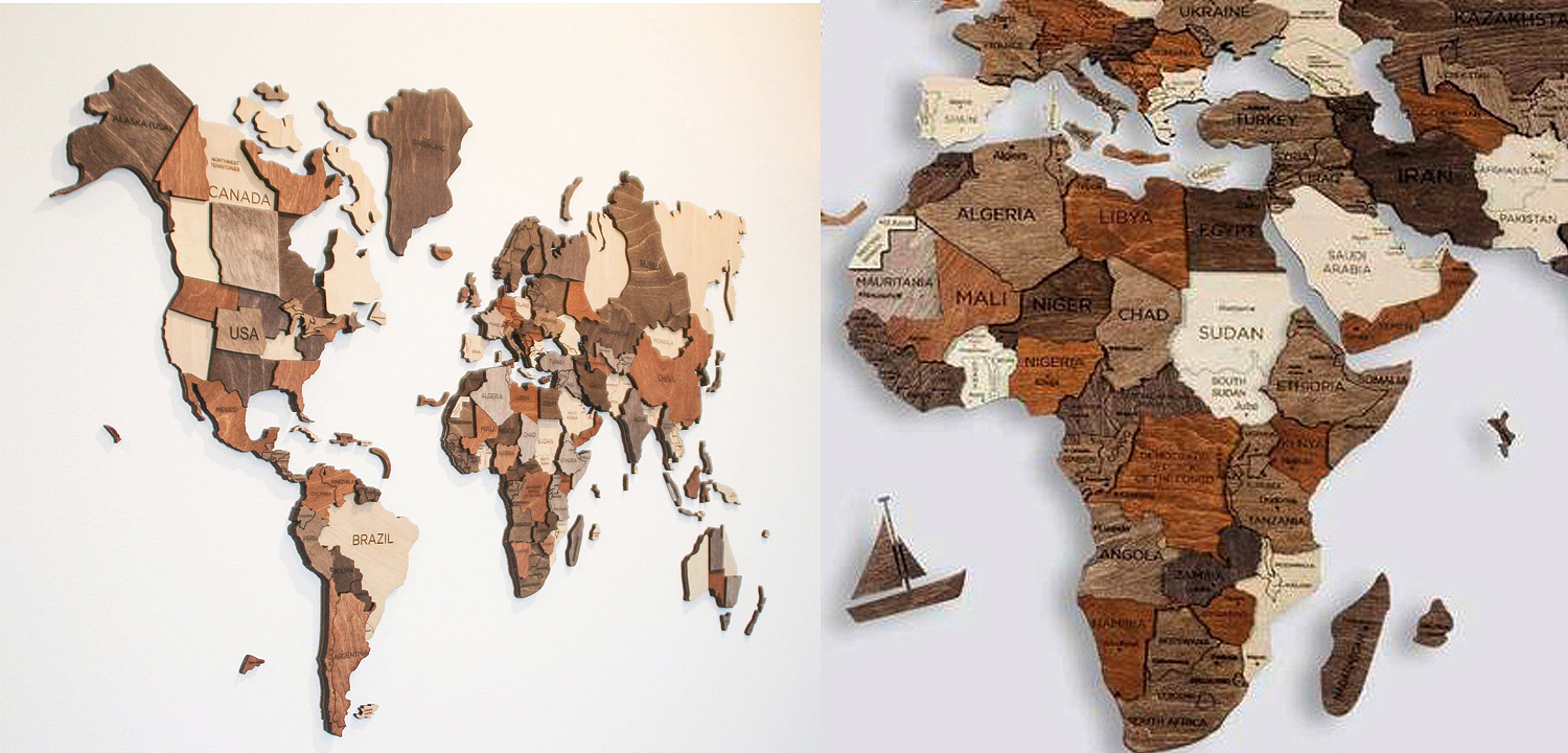 Аксессуар на стену Wooden World Map Аксессуар на стену Wooden World Map - Loft-Concept в Барнауле
