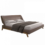 Кровать двуспальная с изголовьем из экокожи шоколадно-коричневого цвета Modern Look варинант исполнения - 1 | Loft Concept в Барнауле