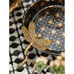 Блюдо черного цвета из фрафора на бронзовых ножках в виде стрекоз Eden Garden варинант исполнения - 5 | Loft Concept в Барнауле