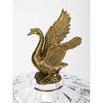 Конфетница из прозрачного рельефного стекла с ручками в виде стрекоз и фигуркой лебедя Eden Garden варинант исполнения - 3 | Loft Concept в Барнауле