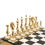 Шахматы из бронзы и натуральных камней Долерит и Мрамор с гравировкой Decorative Thematic Chess варинант исполнения - 2 | Loft Concept в Барнауле