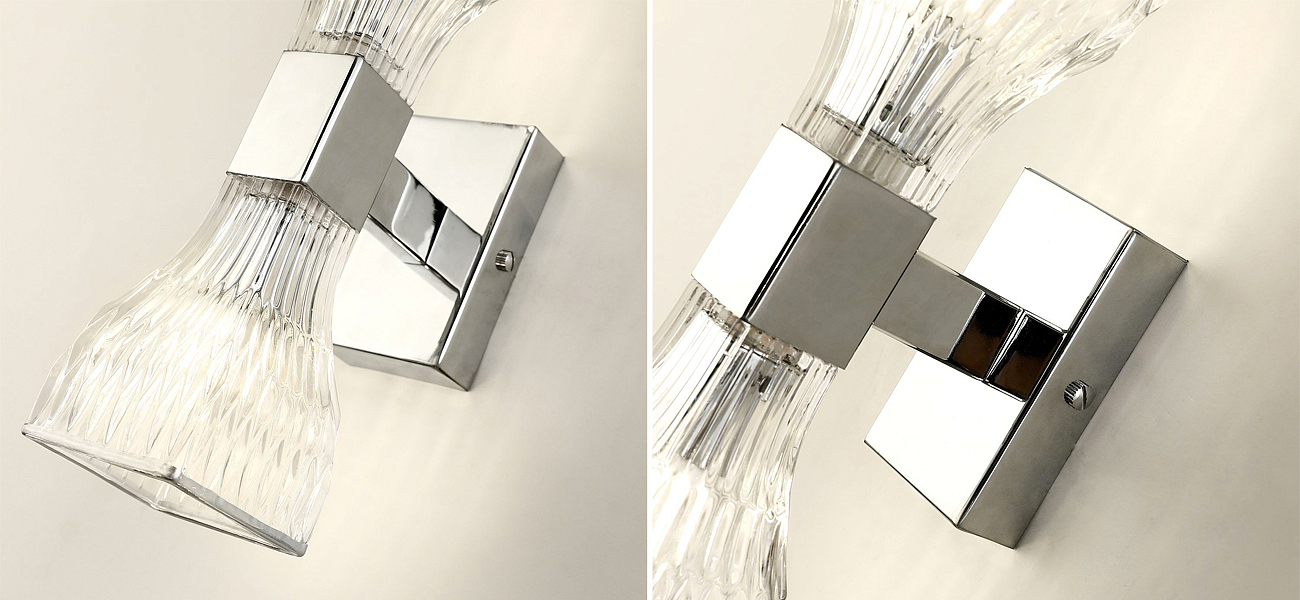 Бра с двумя плафонами из рельефного стекла GLASS HORN Chrome Бра с двумя плафонами из рельефного стекла GLASS HORN Chrome - Loft-Concept в Барнауле