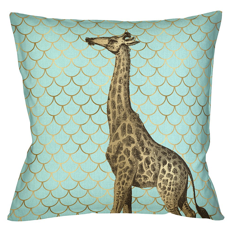 Подушка Safari light blue giraffe Бирюзовый Глянцевое золото Подушка Safari light blue giraffe Бирюзовый Глянцевое золото в Барнауле | Loft Concept