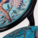 Стул из массива бука бирюзовый с изображением птиц в саду Turquoise Chinoiserie Blue Bird Chair варинант исполнения - 2 | Loft Concept в Барнауле